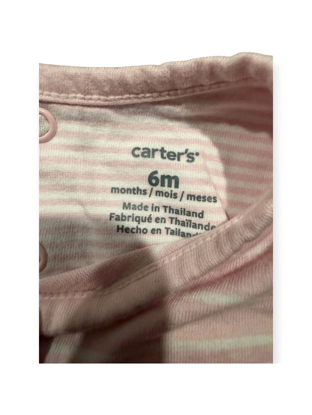 Carter's Baby Girl Pink Striped Dress with Built-in Onesie Size 6 Months